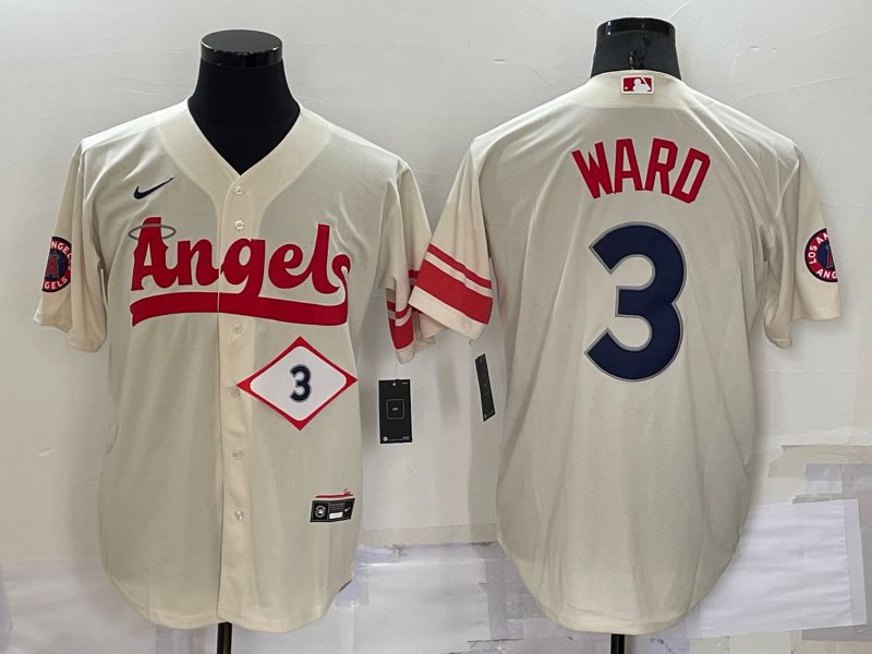 Men Los Angeles Angels #3 Ward Cream City Edition Game Nike 2022 MLB Jerseys